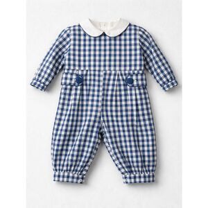 The Socking Bug blue gingham Peter Pan collar jumper size 6 m